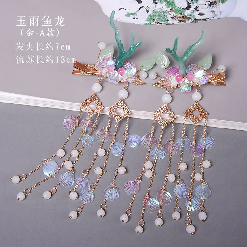 Antique Dragon Shaped Tassel Hair Clip for Women