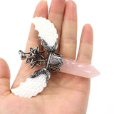 Antique Hexagonal Stone Pendants Merkaba Angels Wing Quartz Pendulum Tiger Eye