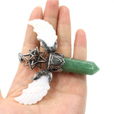 Antique Hexagonal Stone Pendants Merkaba Angels Wing Quartz Pendulum Tiger Eye