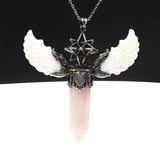 Antique Hexagonal Stone Pendants Merkaba Angels Wing Quartz Pendulum Tiger Eye