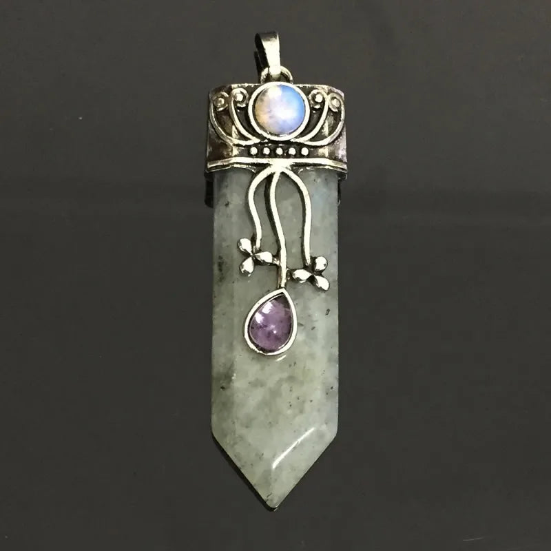 Antique Retro Opal Reiki Natural Stone Sword Pendants Pendulums