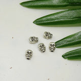 Antique Silver Skull Charm Beads for Jewelry Making
