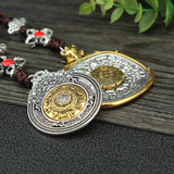 Antique Silver 8 Trigrams Lanyard KeyChain Tibetan Buddhist Zodiac Pendant