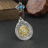 Antique Silver 8 Trigrams Lanyard KeyChain Tibetan Buddhist Zodiac Pendant