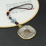 Antique Silver 8 Trigrams Lanyard KeyChain Tibetan Buddhist Zodiac Pendant