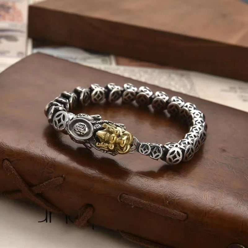 Antique Silver Pixiu Bracelet Hand Woven Banquet Jewelry