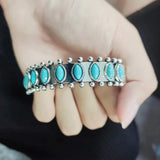 Antique Silver Metal Bracelet with Red Stone, Adjustable Cuff