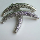 Antique Silver Tube Slider Flower Spacer Beads for DIY Leather Cord Jewelry