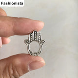 Antique Silver Hand of Fatima Beads With 8mm Hole 40 pcs