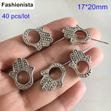 Antique Silver Hand of Fatima Beads With 8mm Hole 40 pcs