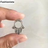 Antique Silver Hand of Fatima Beads With 8mm Hole 40 pcs