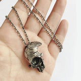 Vintage Gothic Half Skull Necklace Pendant