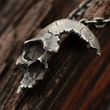 Vintage Gothic Retro Skeleton Half Skull Necklace Pendant