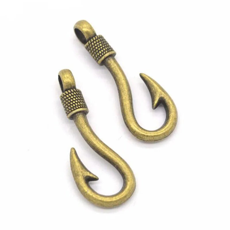 Antique Silver Fish Hooks Pendant Charm DIY Jewelry 36x14mm