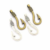 Antique Silver Fish Hooks Pendant Charm DIY Jewelry 36x14mm