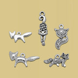 Antique Silver Plated Fox Animals Charms Pendant for DIY Jewelry Making
