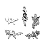 Antique Silver Plated Fox Animals Charms Pendant for DIY Jewelry Making