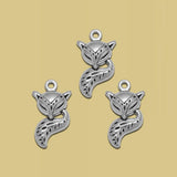 Antique Silver Plated Fox Animals Charms Pendant for DIY Jewelry Making
