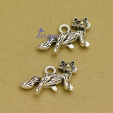 Antique Silver Plated Fox Animals Charms Pendant for DIY Jewelry Making
