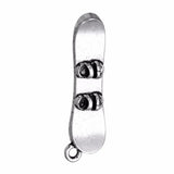 Antique Silver Plated Snow Board Skateboard Charm Pendant Skiing Jewelry