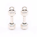 Vintage Silver Plated Dumbbell Charms for Fitness Jewelry DIY 40pcs