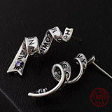 Antique Silver Spiral Drop Earrings Women Long Dangle Statement Jewelry