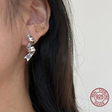 Antique Silver Spiral Drop Earrings Women Long Dangle Statement Jewelry