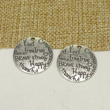 Antique Silver Round Charm with Carved Letters DIY Jewelry Findings