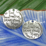 Antique Silver Round Charm with Carved Letters DIY Jewelry Findings