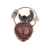 Antique Bronze Heart Green Aventurine Pendant