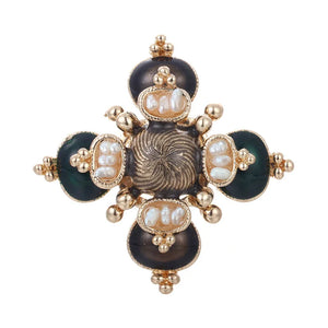Antique Square Cross Stone Flower Brooch Pin Crystal Star Corsage Jewelry