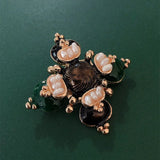 Antique Square Cross Stone Flower Brooch Pin Crystal Star Corsage Jewelry