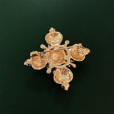 Antique Square Cross Stone Flower Brooch Pin Crystal Star Corsage Jewelry