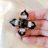 Antique Square Cross Stone Flower Brooch Pin Crystal Star Corsage Jewelry