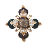 Antique Square Cross Stone Flower Brooch Pin Crystal Star Corsage Jewelry