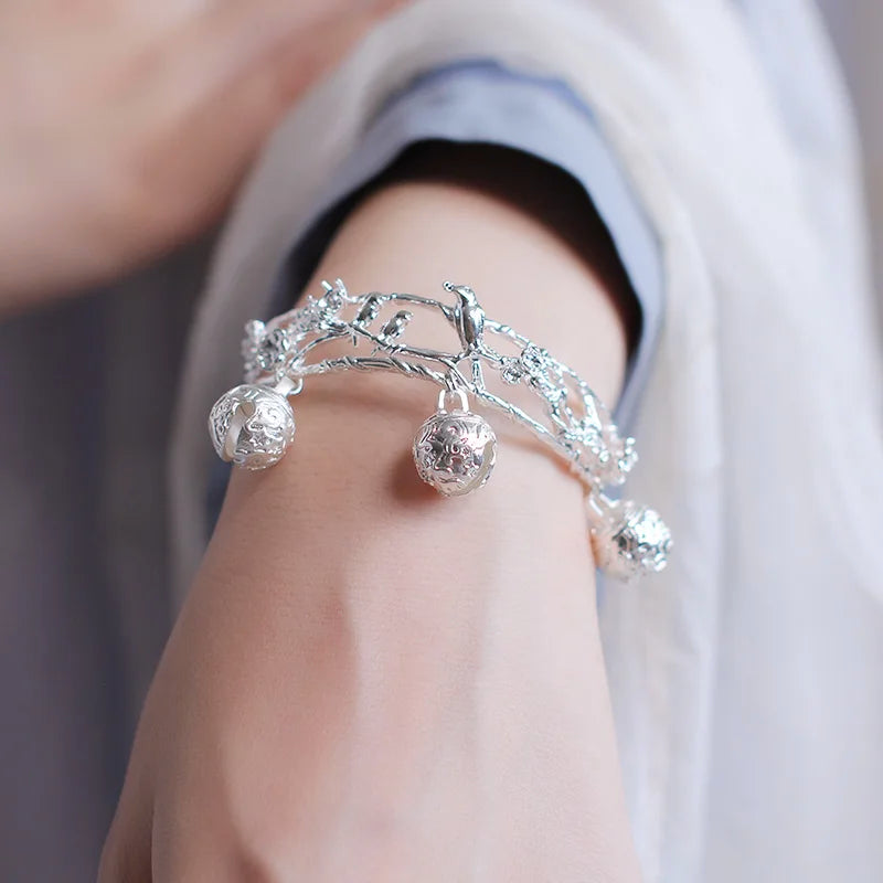 Chinese Tiger Head Bell Bracelet Antique Style Palace Bell Adjustable Bracelet