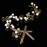 Antique Tiara Sea Star Pearl Beaded Headband Hairband Wedding Hair Accessories