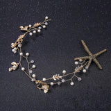 Antique Tiara Sea Star Pearl Beaded Headband Hairband Wedding Hair Accessories
