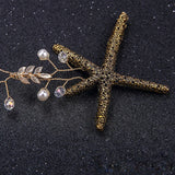 Antique Tiara Sea Star Pearl Beaded Headband Hairband Wedding Hair Accessories