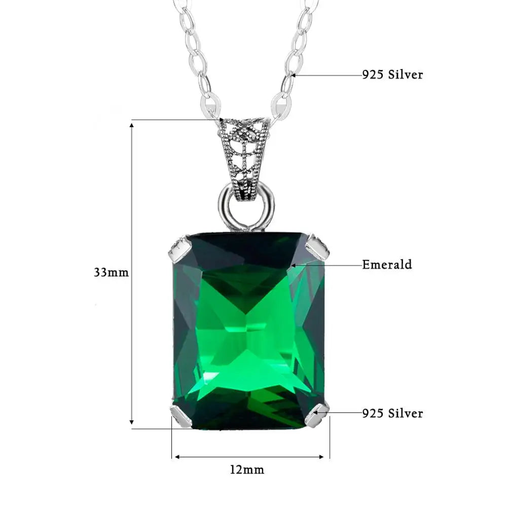 Vintage Filigree Green Emerald Necklace Pendant Stone Victorian Jewelry