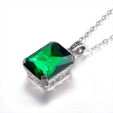 Vintage Filigree Green Emerald Necklace Pendant Stone Victorian Jewelry