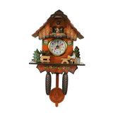 Antique Wooden Wall Clock Bird Time Swing Alarm Watch Home Decor