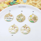 6pcs Antique Alloy Arch Bridge Pavilions Round Pendants DIY Earring Material