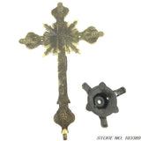 Antique Bronze Church Metal Stones Cross Lord Jesus Christ Standing Crucifix