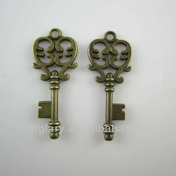 Antique Bronze Skeleton Key Charm Pendant