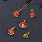 Antique Enamel Porcelain Gourd Necklace Pendant Chinese Women Charm