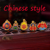 Antique Enamel Porcelain Gourd Necklace Pendant Chinese Women Charm