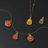 Antique Enamel Porcelain Gourd Necklace Pendant Chinese Women Charm