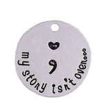 Antique Silver Disc Charm My Story Isn't Over Stamped DIY Jewelry Making