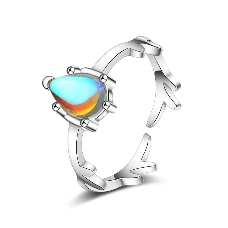 Colorful Moonstone Rings for Women Open Ring Female Jewelry